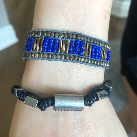 Two beaded bracelets blue in colour one branded - Picture 2 of 3